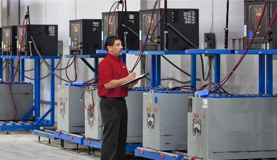 RSC Energy Solutions expert evaluating power system of batteries and chargers.