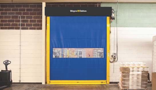 Wayne Dalton vinyl high-speed door installed inside a grocery distribution hub
