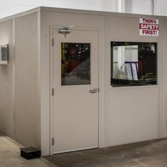 Tan modular office in our Cincinnati branch facility