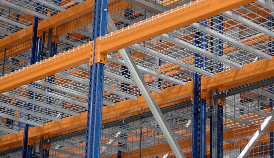 Racking supports fitted with wire decking and security backing in the newly remodeled Wabco warehouse facility