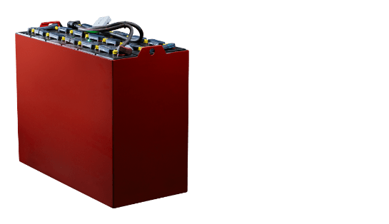 Red industrial lead-acid battery isolated