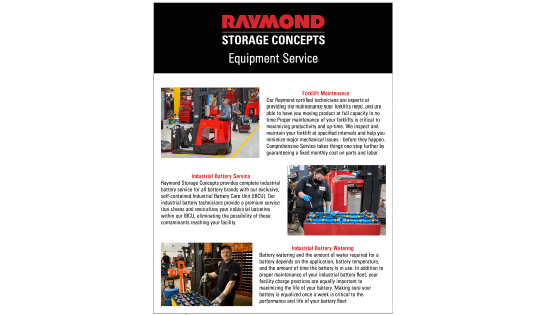 Raymond Storage Concepts Equipment Service Sheet