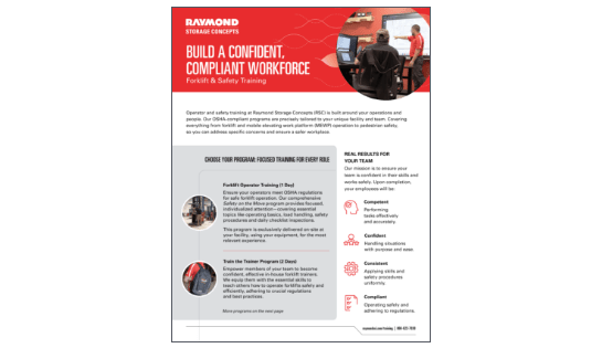 Raymond Storage Concepts Training Overview Sheet